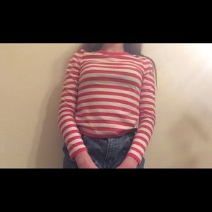 Red and white striped long sleeve shirt size m